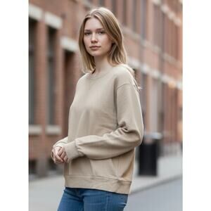 Michael Stars Bobbi US Open Crew Sweatshirt OS Mesa Tan 100% Cotton NWT